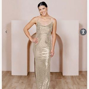 Revelry Skye Sequin Dress - Champagne Gold, Size 8